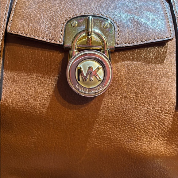 👜 Michael Kors Pebbled Leather Hamilton Satchel/Shoulder Bag – Luggage Brown - Picture 4 of 10